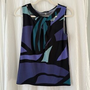 Nine West Women’s Small Top Purple Teal Black Workwear Professional Y2K